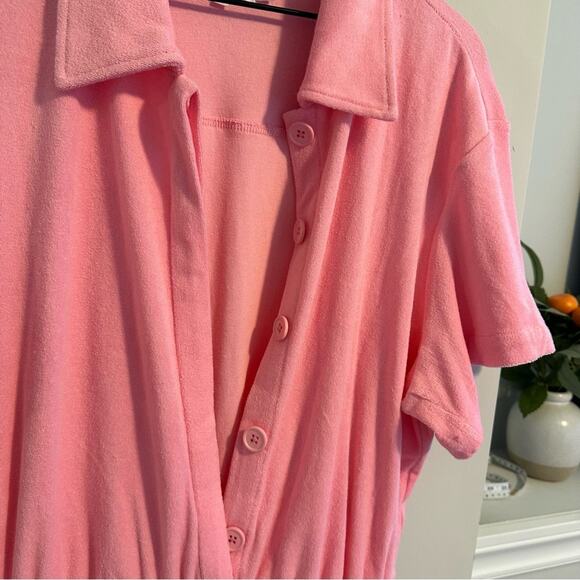 Good American Pink Terry Cloth Romper Large - Picture 6 of 12